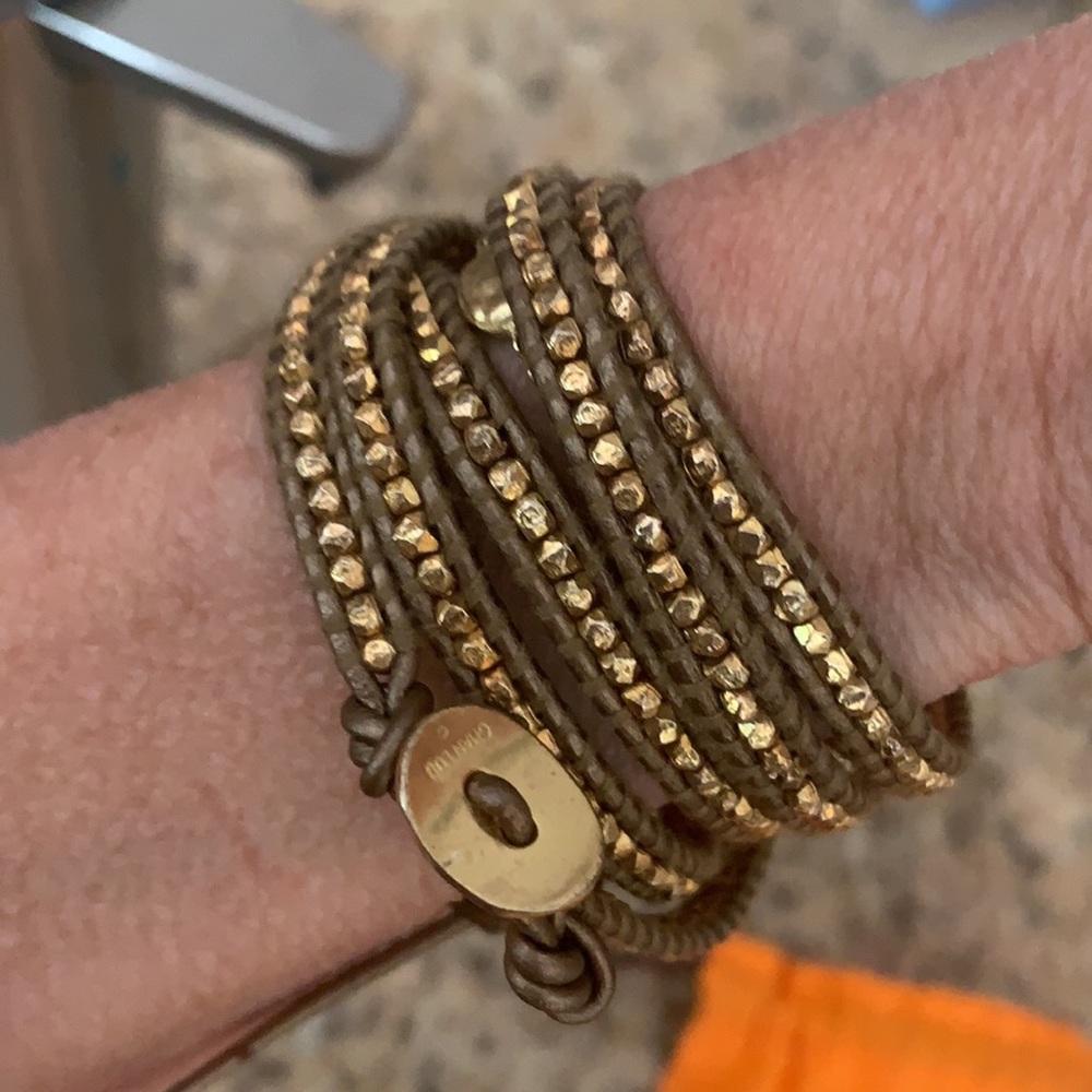 Chan Lu Golden Faceted Nuggets & Leather Cord